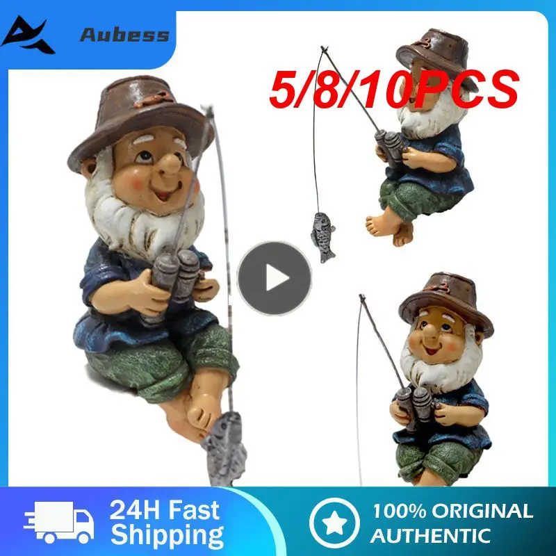 

5/8/10PCS Resin Outdoor Garden Decoration Statue Exterior Garden Decoration Fishing Dwarf Ornaments Uv Resistant