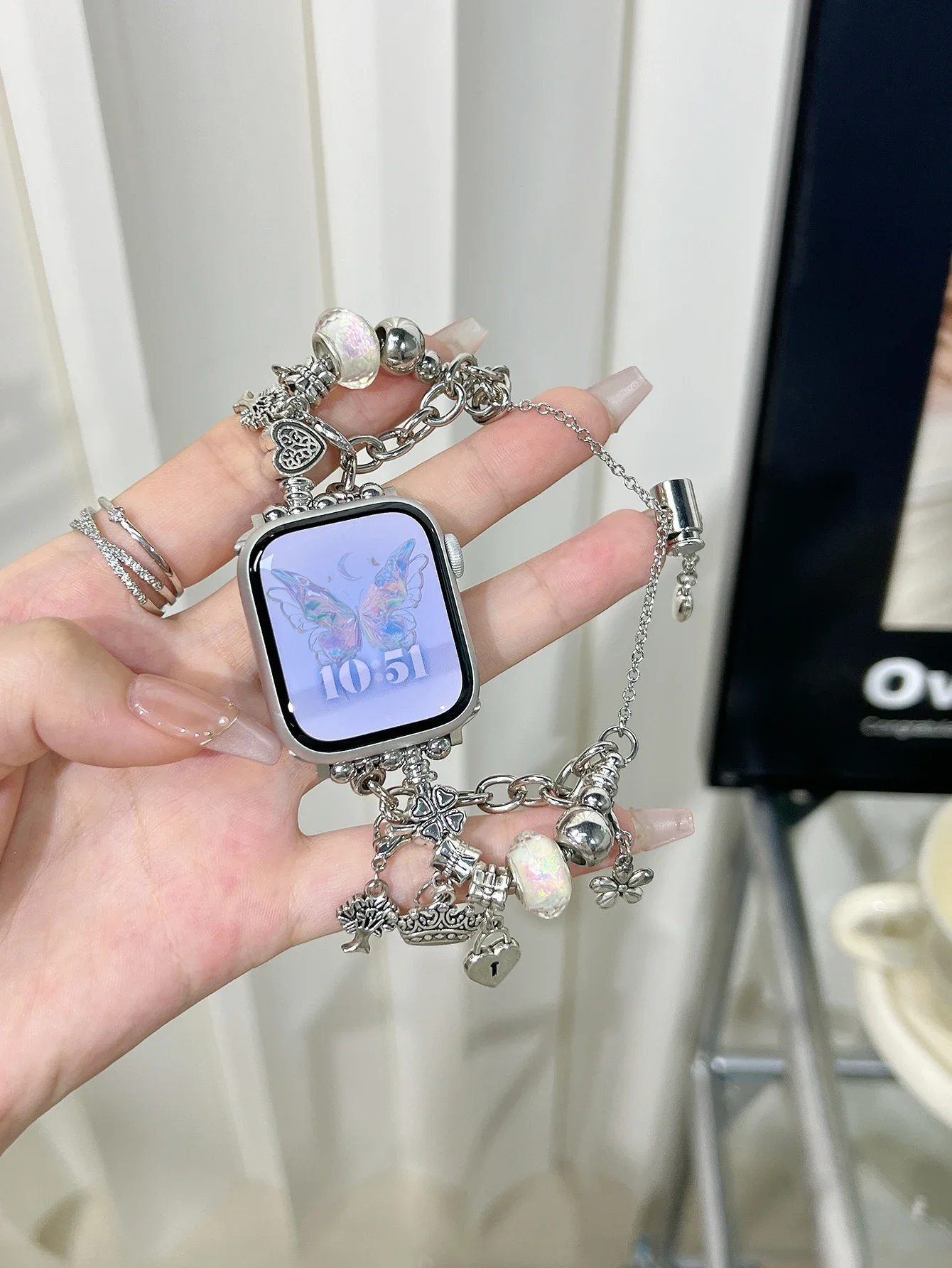 Совместим с Apple Watch Apple Pandora Pandora с двойной цепочкой и замком для ключей серии 8, 7, 6, 5, 4, 3, 2, 1 SE Gen, 384041 мм, 424445 # Группа (art.: 3920ca2cf14cc) - 3920ca2cf14cc