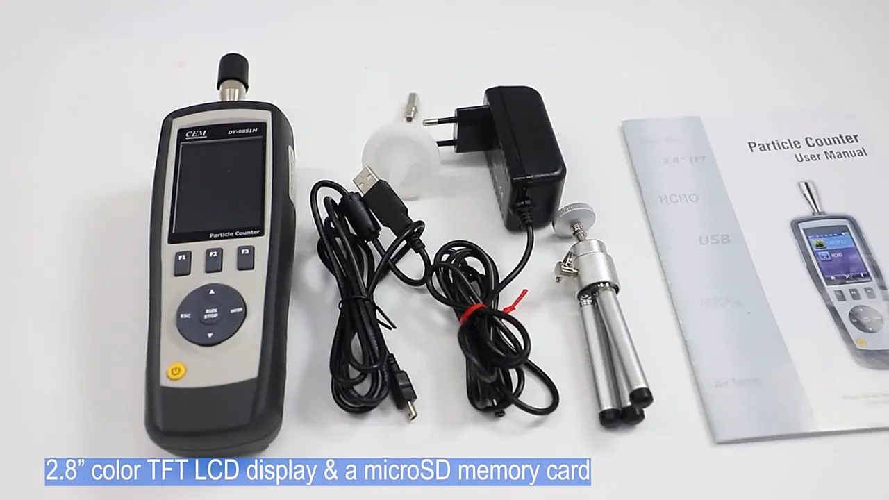 

CEM DT-9851M Handheld Air Laser PM0.3,PM2.5,PM10um Particle Counter Price For Cleanroom Lighthouse
