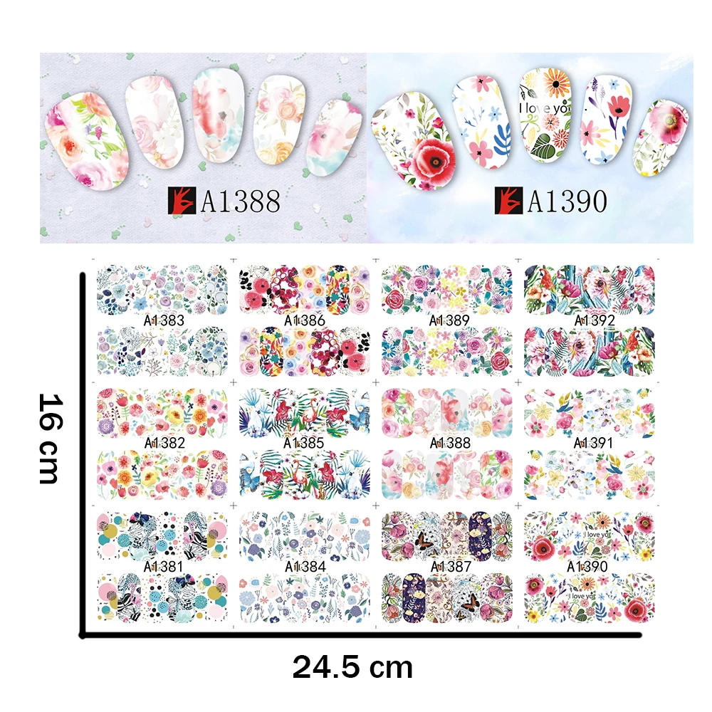

12 PACK/ LOT WATER DECAL NAIL ART STICKER SLIDER TATTOO FULL COVER AUTUMN LEAVES XMAS FLOWER TIGER SKIN A SERIAL A1081-1656