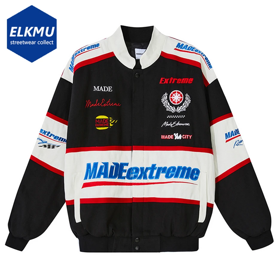 

Men's Racing Jackets Padded Zipper Coats Embroidery Letter Fashion Man Winter Jacket