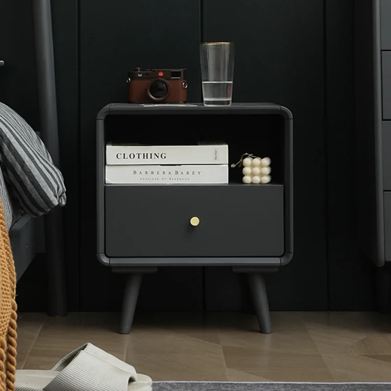 Деревянные белые прикроватные тумбочки Уникальные ящики Узкая прикроватная