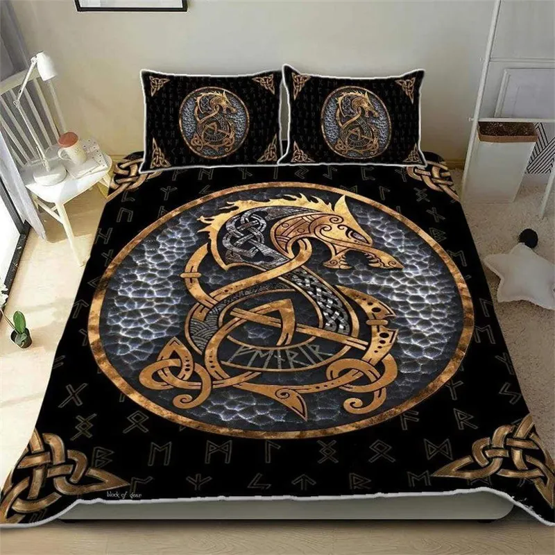 

Viking Celtic Duvet Cover Set Scandinavian Culture Bedding Set Ancient Mythology Religion Quilt Cover King Full For Kids Adults