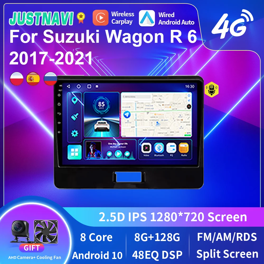 

Автомобильный радиоприемник JUSTNAVI Android для Suzuki Wagon R 6 2017-2021 мультимедийный проигрыватель видео навигация GPS Carplay стерео Авто без 2din DVD