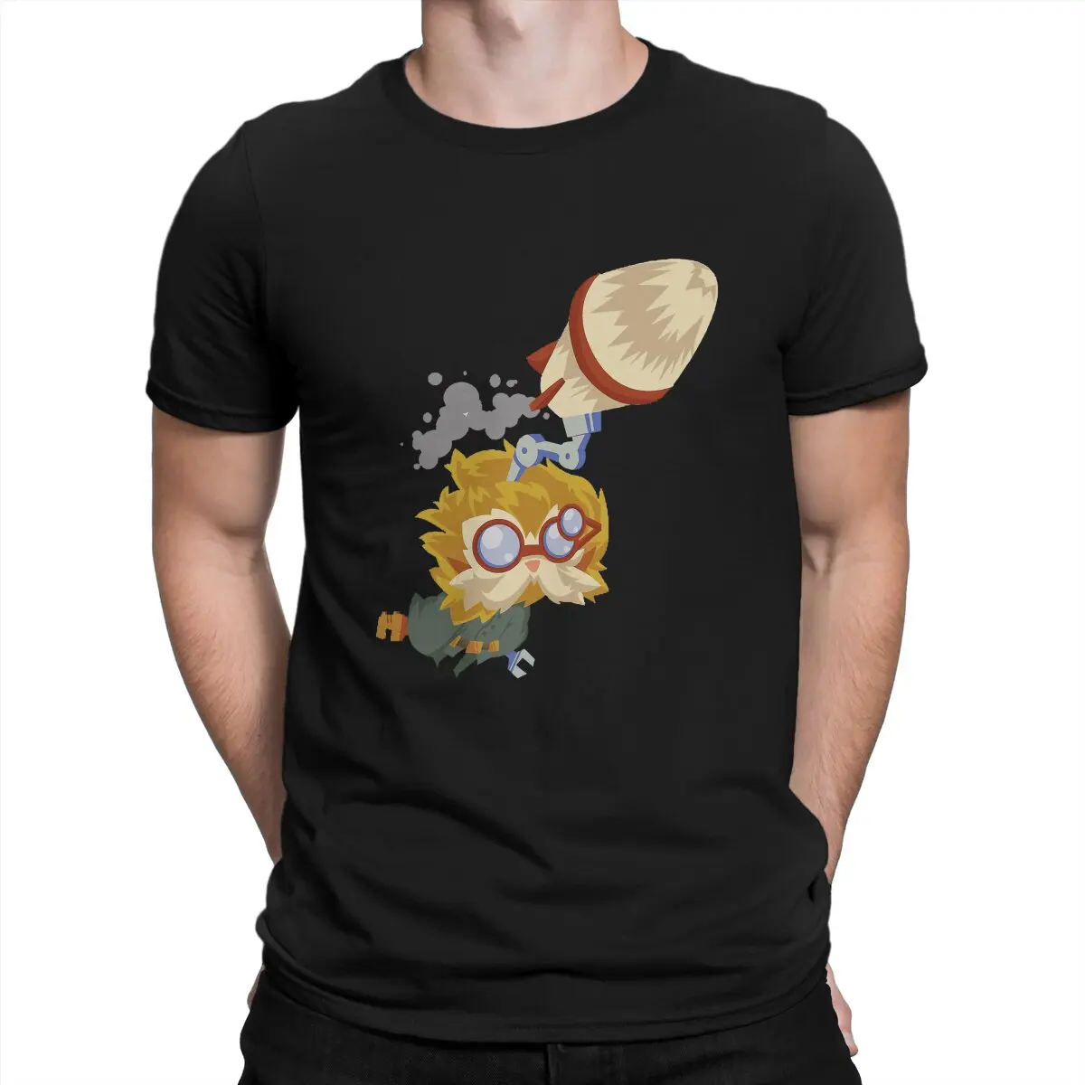 

Футболка Heimerdinger 1 Acrane LOL из полиэстера с рисунком, футболка с круглым вырезом в стиле Харадзюку с коротким рукавом