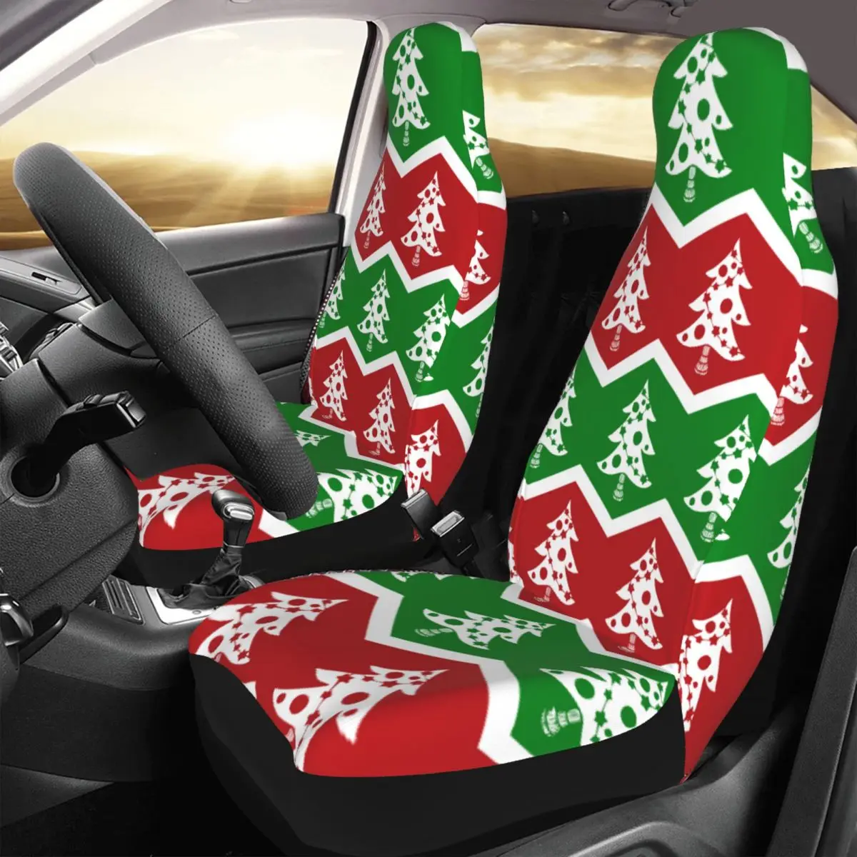 

Christmas Tree Car Seat Cover Protector Interior Accessories For Kinds Models Red Snowflake Front Rear Flocking Cloth Cushion