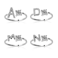 women initial a z letter ringpersonalized ring silver open adjustable fashion jewelry gifts for girls women
