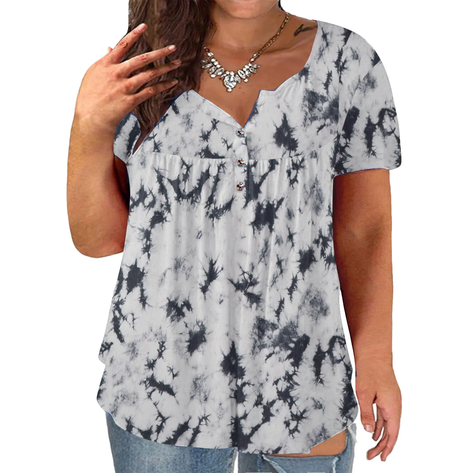 

Женский топ в полоску, Свободный Топ с коротким рукавом, круглым вырезом и пуговицами на лето