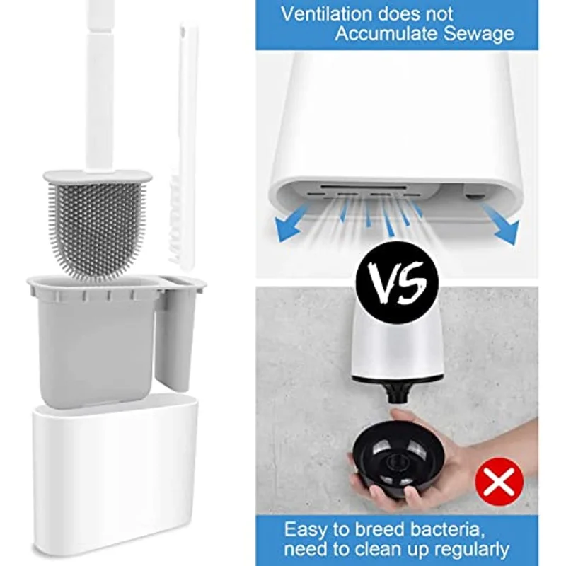 

Щетка для унитаза, силиконовая щетка для унитаза с быстросохнущим держателем, настенная и стоячая, легко моется, для ванной или туалета