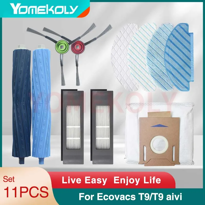 

For Ecovacs T9 T9 Aivi Roller Main Side Brush HEPA Filter Mop Cloths Dust Bag Vacuum Cleaner Robot Replacement Accessories Part