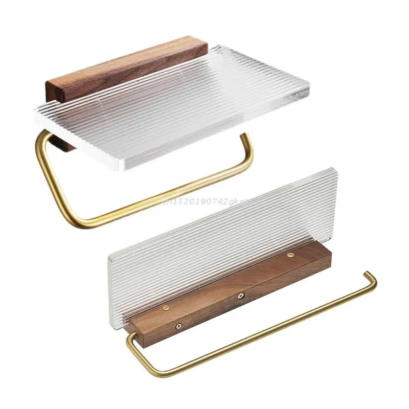 

Acrylic Tissue Holder Home Storage Rack Wall Mounted Toilet Paper Roll Holder with Tray Bathroom Accessories Punch-free