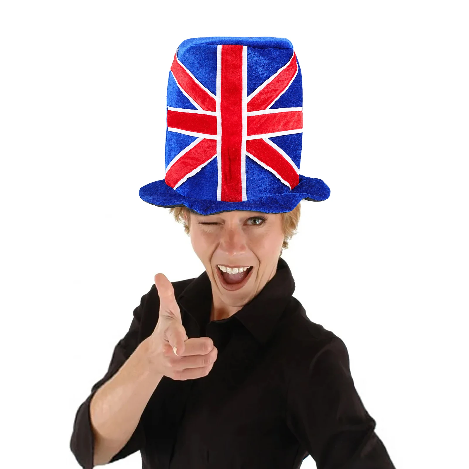 

2022 Queens Jubilee Flag Bunting Top Hats British Flag Bunting Caps Dress Accessories Reusable Velvet Caps For Sports Events