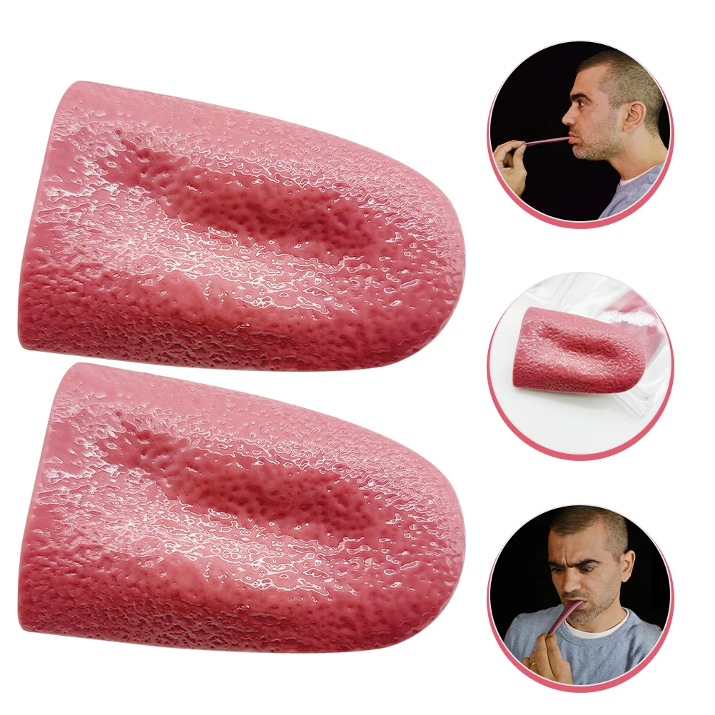 2 Pcs Fake Tongue Silicone Prank Toys Aldult Props Silica Gel Realistic Child Cosplay Accessories