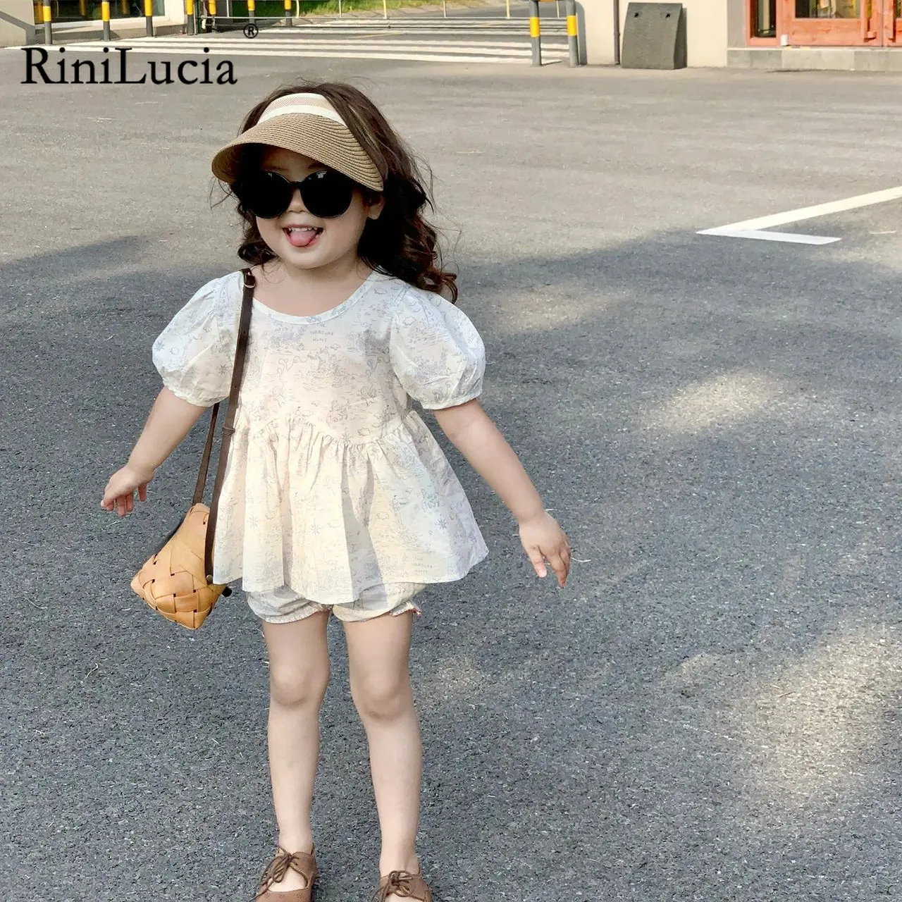 

Baby Set for Girls Spring Summer Floral Ruffles Short Sleeve Blouse+Shorts Infant Suits Kids Baby Children Clothing