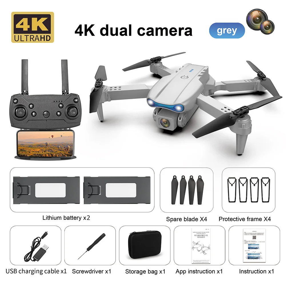 

WLR/C E99 K3 Pro 4K Single / Dual Camera FPV 6-Axis RC Drone Altitude Hold 2.4GHz 4CH Foldable Quadcopter Boys Toys