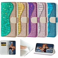 s22 ultra glitter pu leather case for galaxy s21fe note 20 s20 s10 s9 s8 plus wallet cover flip splice magnetic stand card slots