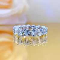 Fine Jewelry Pure Silver Inlay High Carbon Simulated Diamond Ring Heart Brilliant Cut For Engagement Wedding Rings