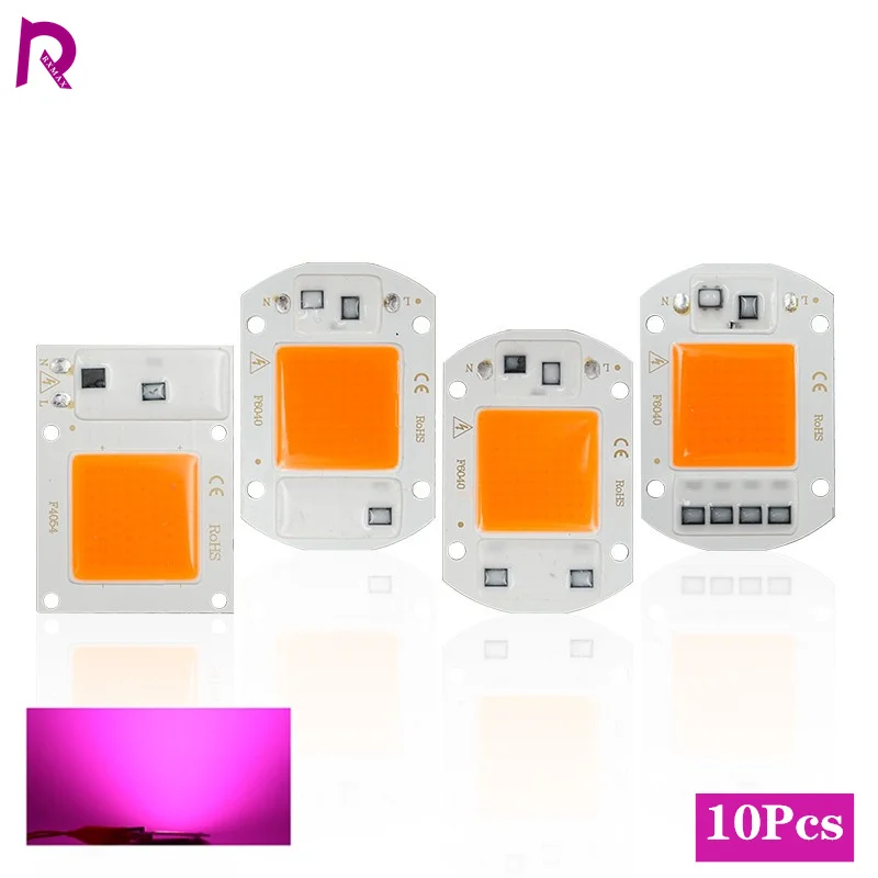 10Pcs/lot LED Grow Light Full Spectrum COB LED Chip AC 110V 220V No Need Driver Phyto Lamp For Indoor Plant Seedling Grow Lamps