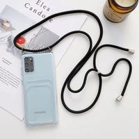 crossbody lanyard rope card slot holder case for samsung galaxy s22 s21 s20 ultra a52 a32 a50 a51 soft silicon clear bag cover