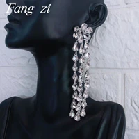 2022 new luxury shiny crystal long tassel shaped glass earrings womens fashion jewelry party earrings bridal wedding jewelry ac