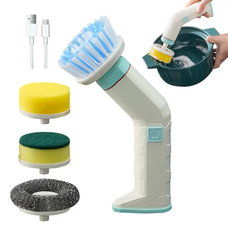 

Electric Spin Scrubber Power Cleaning Brush With 4 Replaceable Heads 2 Speeds Electric Shower Scrubber For Bathroom And Kitchen