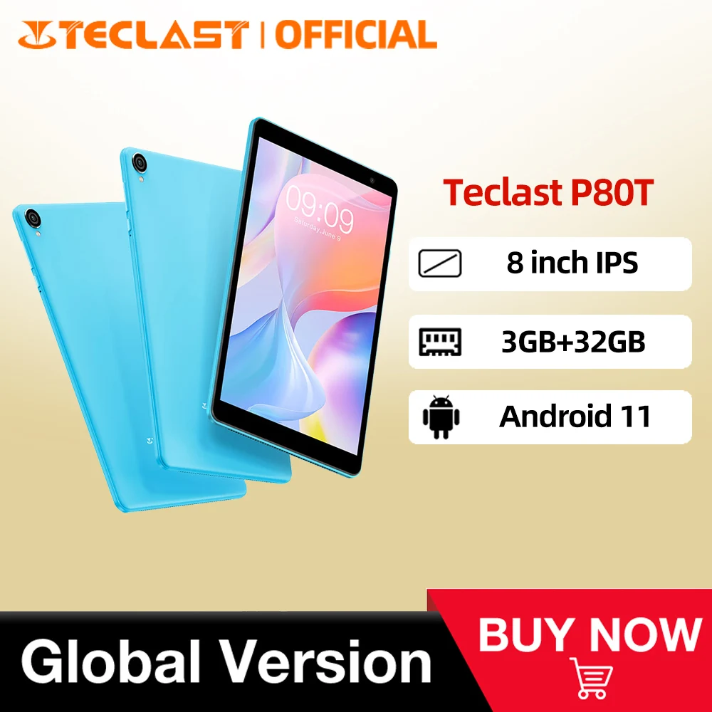 Teclast Tablet P80T 8 Inch IPS HD Android 11 3GB RAM 32GB SSD 1280×800 quadcore-a33 1.5GHz Type-C TF WiFi 6 Dual Band Tablets