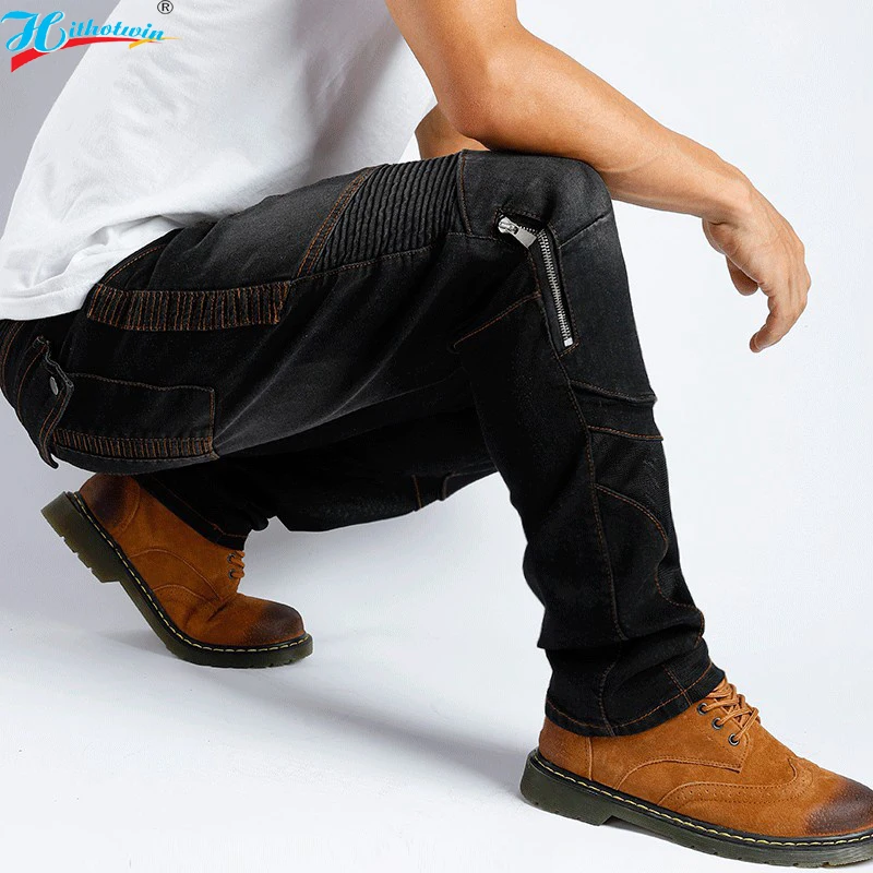 Мужские Летние Мотоциклетные Джинсы F-EV-032 Дизайнерские Сетчатые Брюки Для