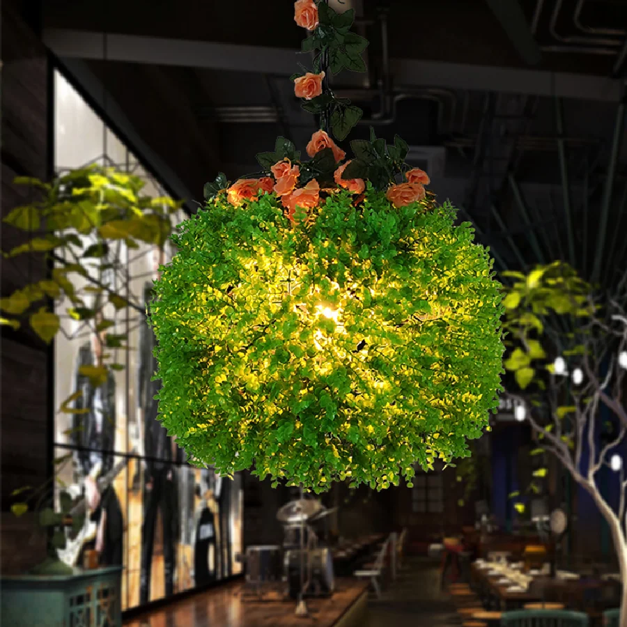 

Green Plant Pendant Light Creative Industrial Style Restaurant Front Desk Milk Tea Shop Decoration Atmosphere Chandelier