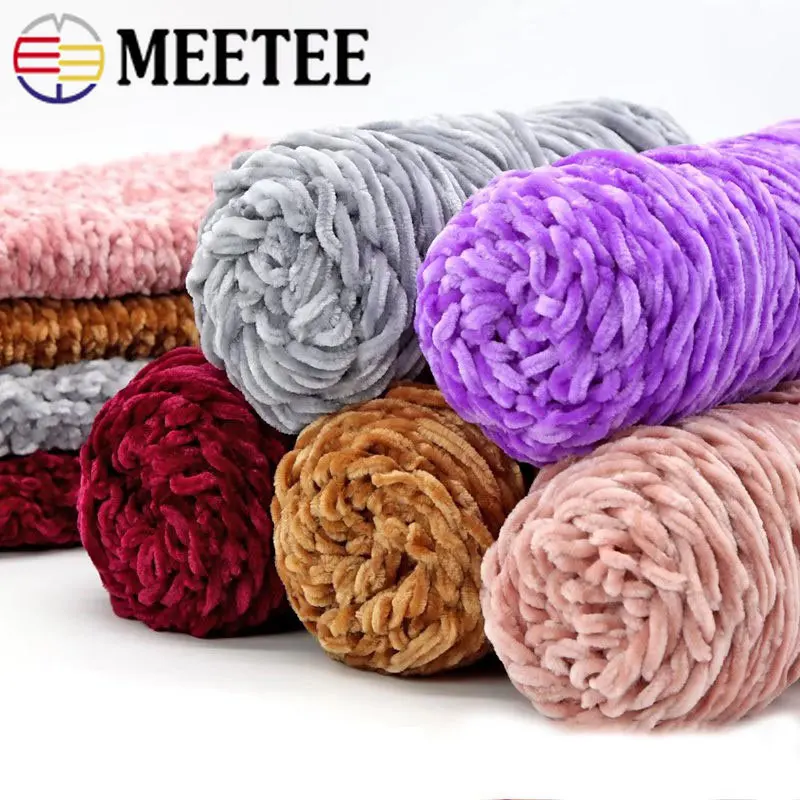 

Meetee Chenille Silk Soft Cotton Yarn Wool Yarn Crochet Knitting Yarn Woven Sweater Coat Scarf DIY Hand-knitted Sweater AP345