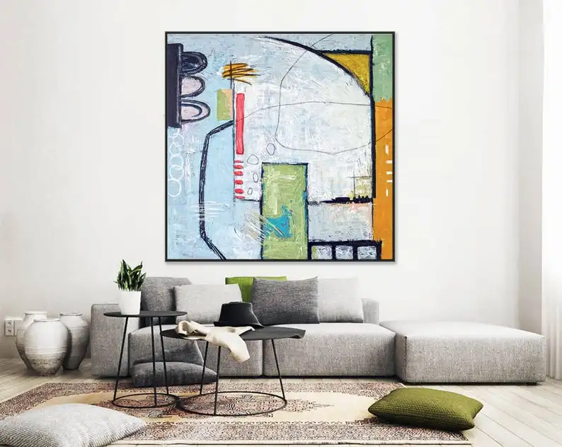 

Абстрактная живопись Большой акриловый холст настенное искусство Экспресс игривая и красочная Современная живопись