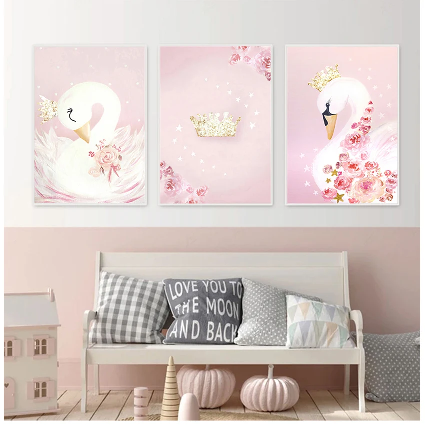 Декоративная розовая картина украшение для детской комнаты постеры в виде