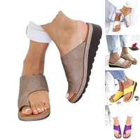 women platform flat slippers shoes sole new pu comfy ladies soft big toe foot correction sandal orthopedic bunion corrector