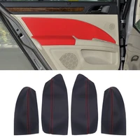 4pcsset for skoda superb car door handle door armrest panel microfiber leather cover protective trim with mount fittings