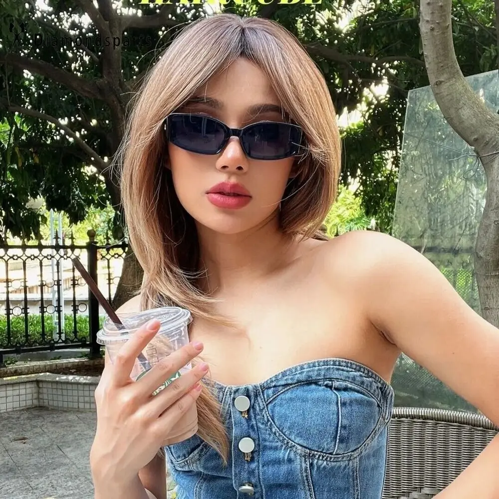 Длинные натуральные Многослойные Волнистые Темно-коричневые волосы Омбре