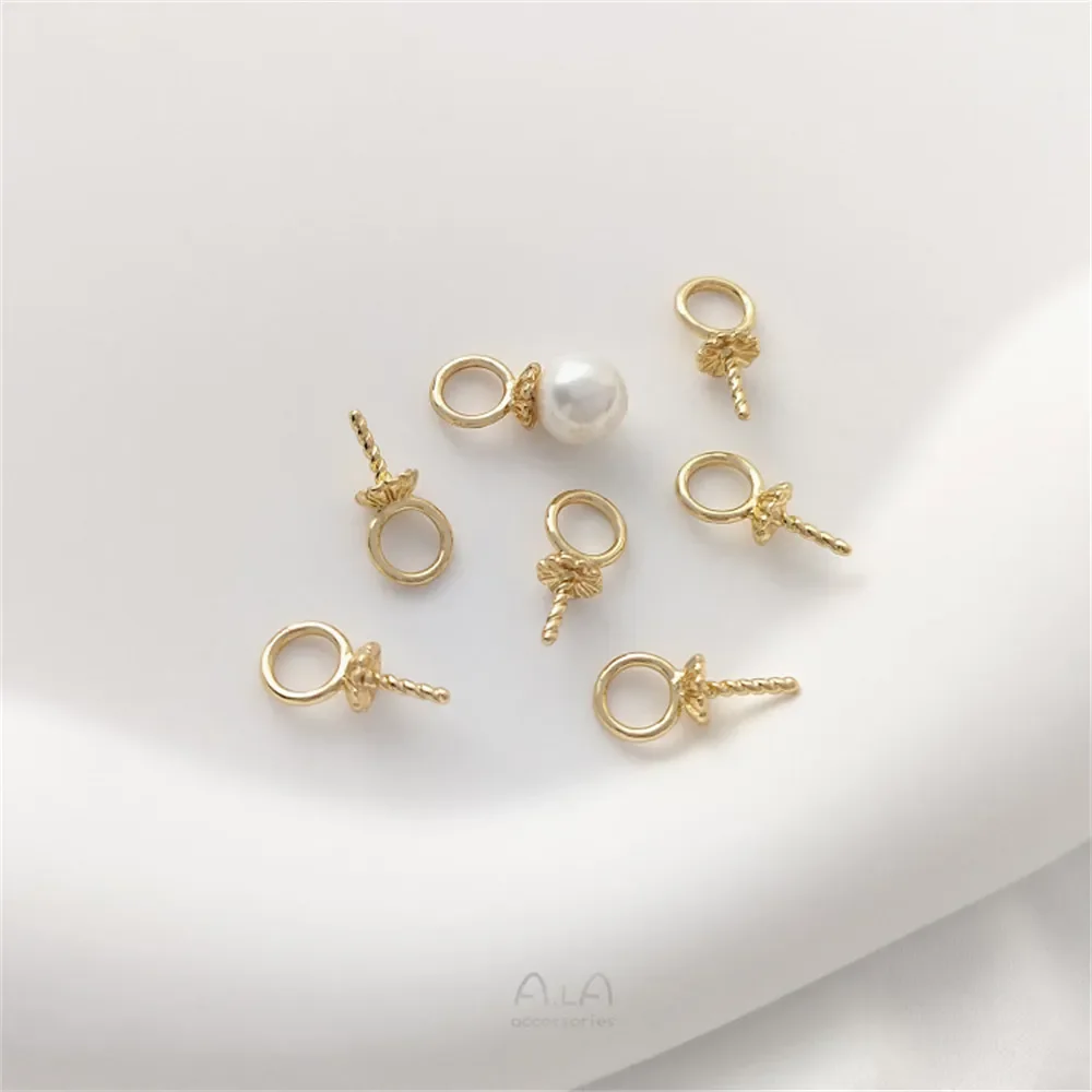 10 шт. 14-каратное золото большое отверстие цветок держатель для бусин с овечьим