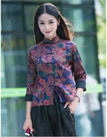 2022 flower print qipao traditional chinese shirt tops women oriental shirt blouse female cheongsam top tang suit chinese blouse