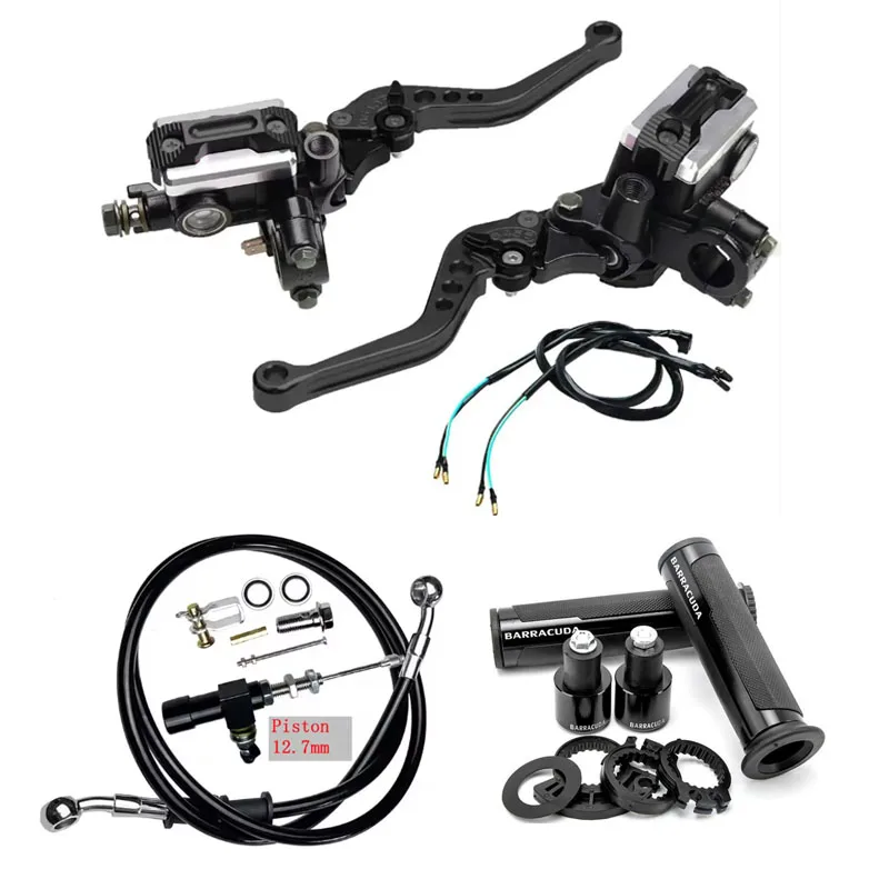 

Комплект гидравлического сцепления для мотоцикла с ЧПУ 22 мм, главный цилиндр тормозного рычага с тормозным шлангом для спортивного велосипеда 50cc-300cc, уличного велосипеда