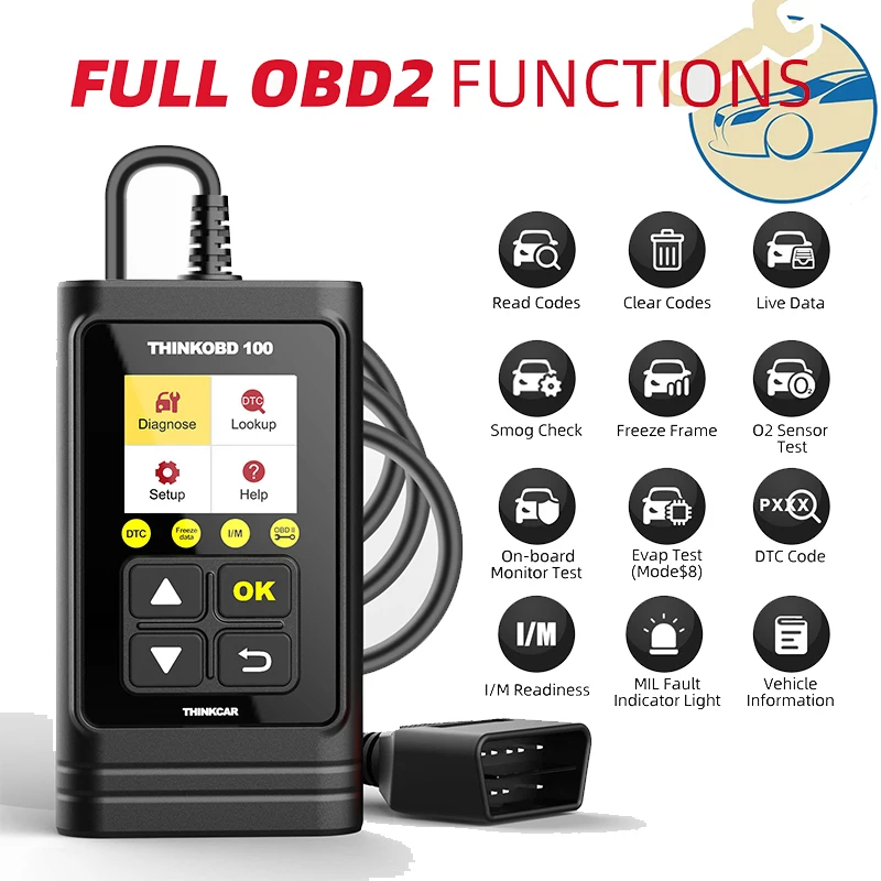 Сканер Thinkcar Thinkobd 100 OBDII OBD2, считыватель кодов автомобиля, диагностический инструмент для двигателя автомобиля для датчика O2/Системы EVAP