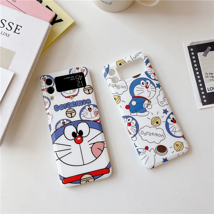 

Cartoon Blue Cat Phone Case for Samsung Galaxy Z Flip 3 Z Flip 4 Hard PC Back Cover for ZFlip3 ZFlip4 Case Shell