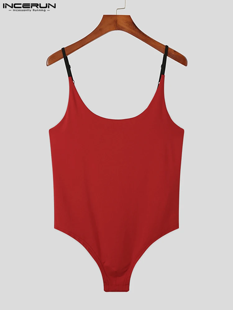 INCERUN Mew Men's Sexy Leisure Solid Comeforable Jumpsuit Furnishing Sleeveless Sling Triangle Male Hot Sale Bodysuit S-5XL 2022