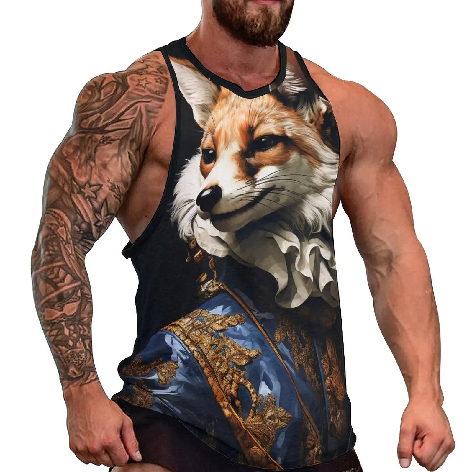 

Fox Tank Top Male Amazing Portraits Dapper Clothing Tops Daily Pattern Gym Trendy Oversized Sleeveless Vests