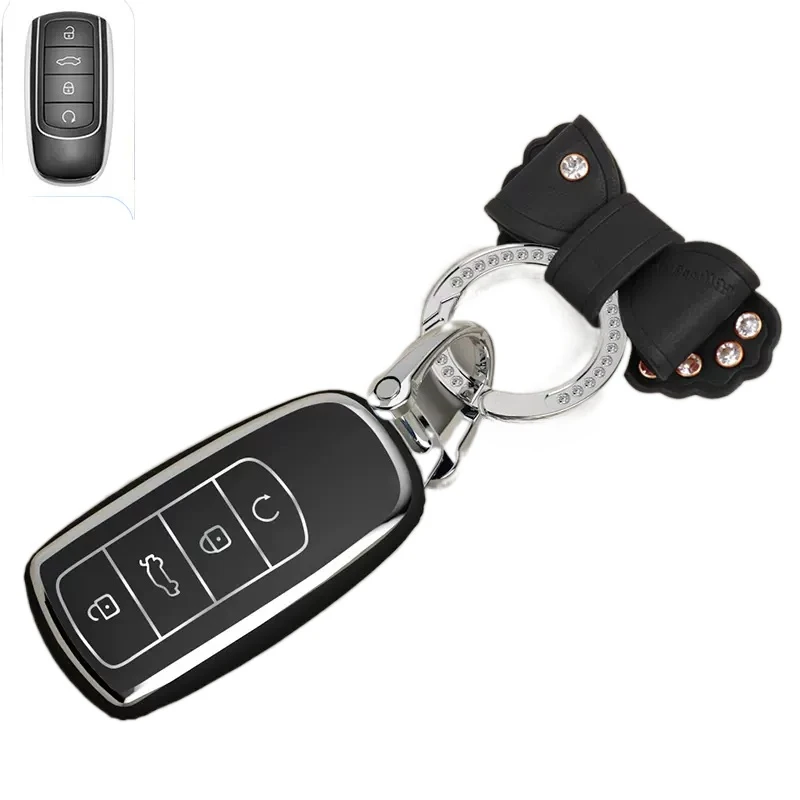 Брелок для ключей с бантом и 4 кнопками ТПУ чехол автомобильных Chery Tiggo 8 Pro 7 PLUS Arrizo 5