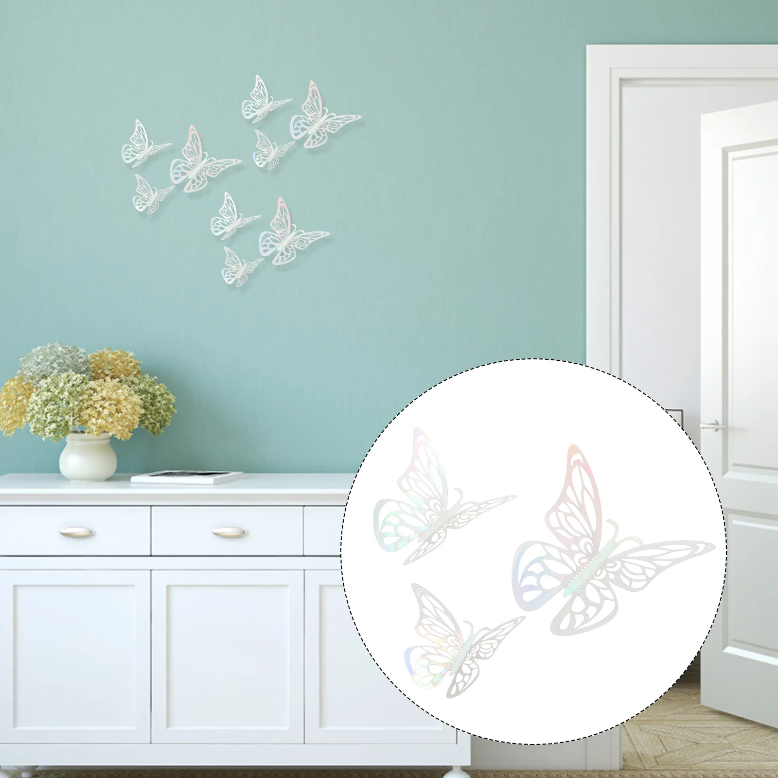 

60 Pcs Butterfly Wall Sticker 3d Wall Decals Butterflies Window Clings Metal Background Wall Stickers Paper 3d Home decor
