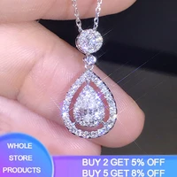 tibetan silver s925 water drop zirconia diamond necklace pendant for women wedding bizuteria gemstone jewelry pendannecklace