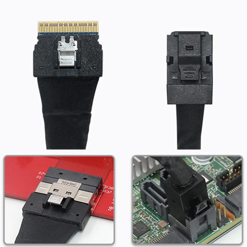 Сменный кабель для передачи данных сервера Mini SAS SFF-8654 76P to 2 SFF-8643 36 Pin SSD Line