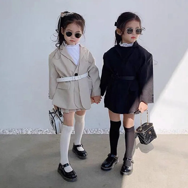 Демисезонный детский блейзер с отложным воротником для девочек - купить по