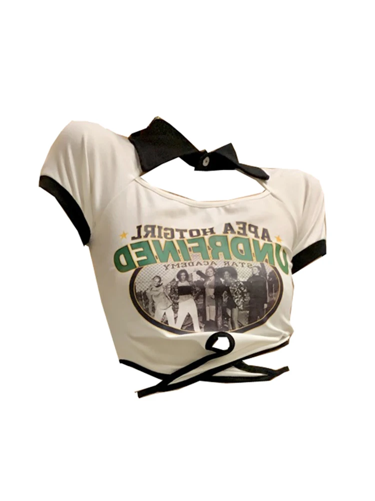 

Women's Graphic Print T-shirt Harajuku Y2k Kawaii Short Sleeves Baby Tee Vintage Streetwear Grunge Crop Top T Shirt Summer 2023