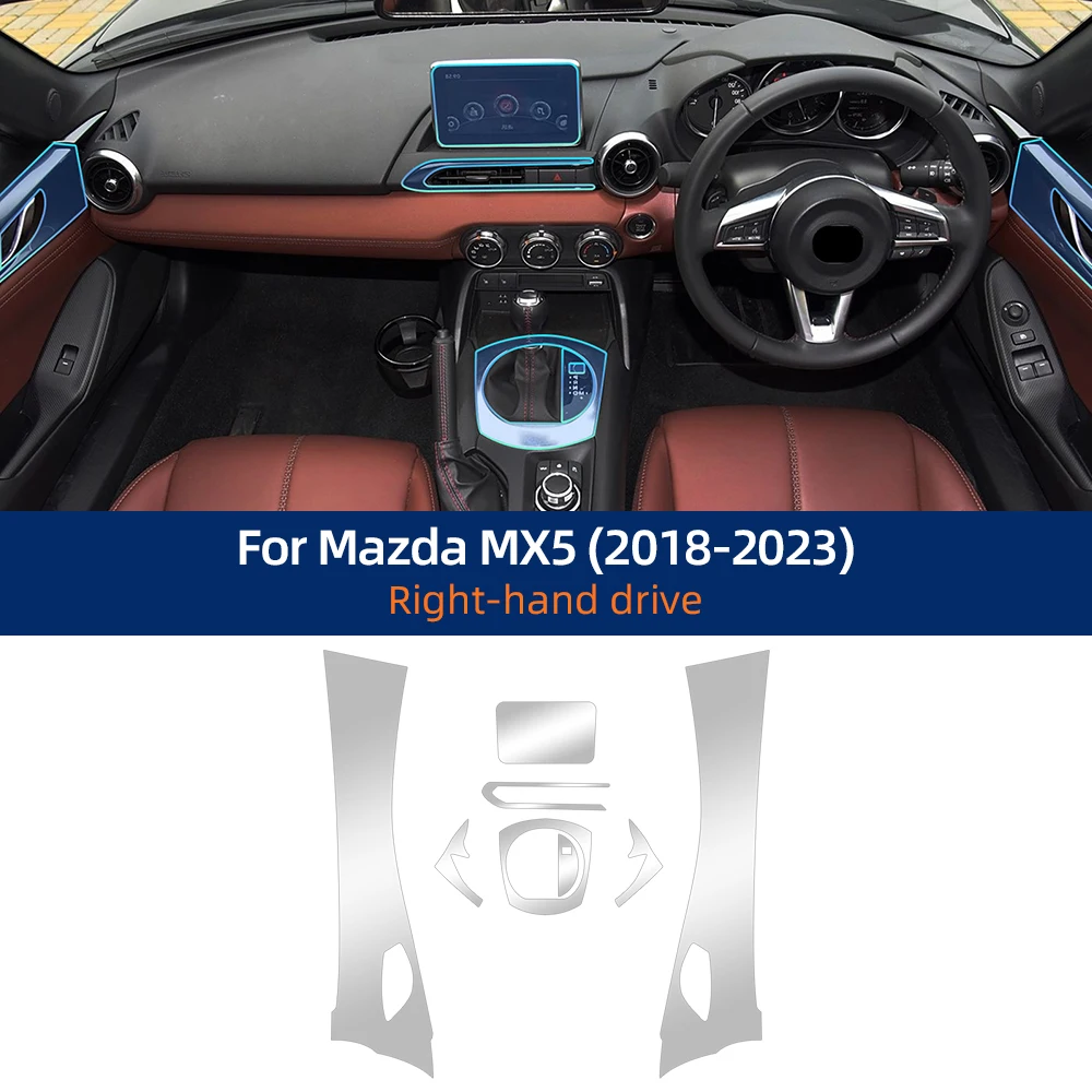 

Предварительно вырезанная пленка для салона автомобиля PPF для Mazda MX5 2022 2023, защитная пленка для краски, консоль, царапины, прозрачная пленка из ТПУ, ремонт