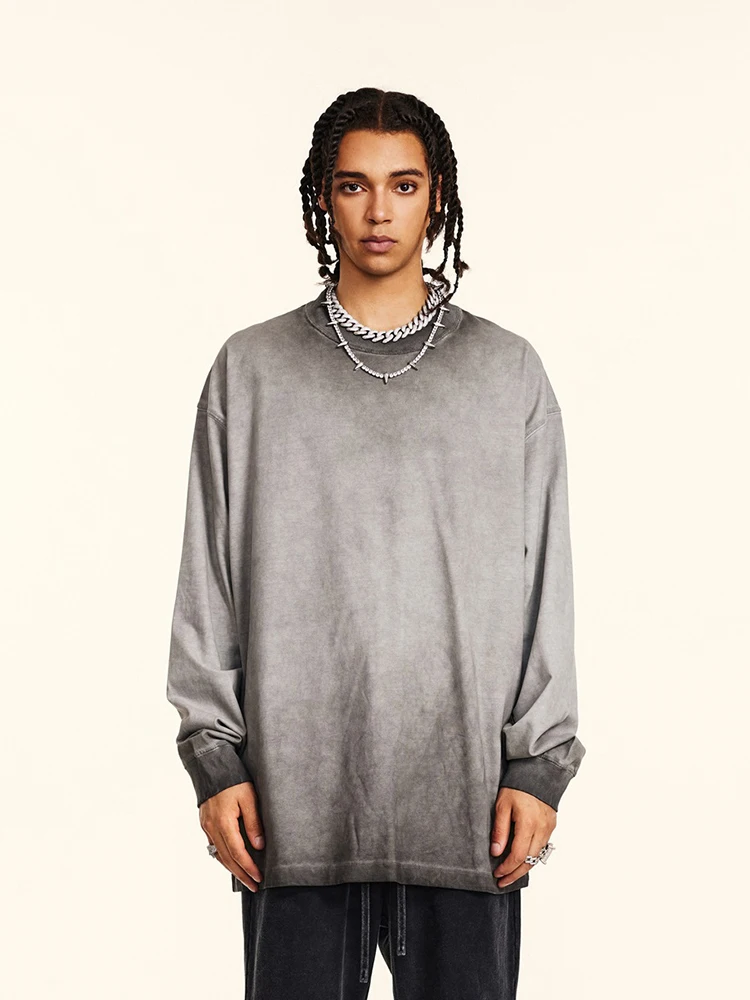 Однотонная градиентная рубашка с длинными рукавами мужская модная брендовая в