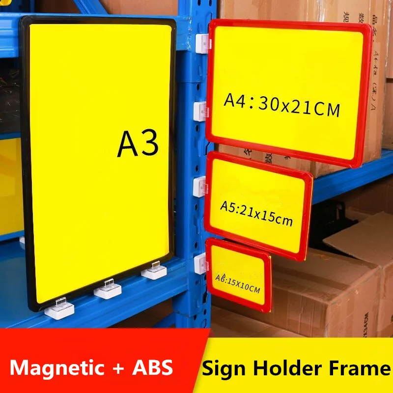 5 Pieces A4 210x297mm Supermarket Shelf Picture Poster Price Label Frame Magnetic Adhesive Sign Holder Display Stand Board